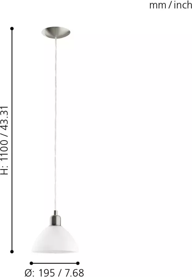 EGLO BRENDA Hanglamp E27 19.5 cm Nikkelmat