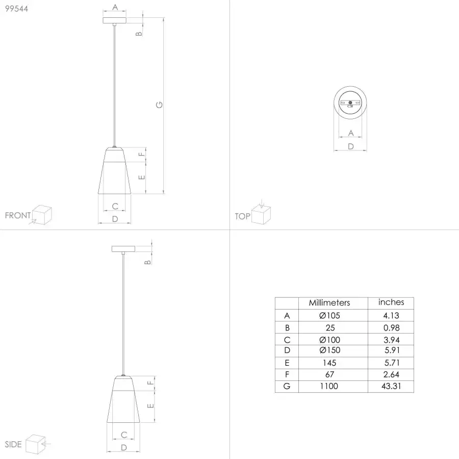 EGLO Canterras Hanglamp E27 15 cm Zwart Grijs Wit