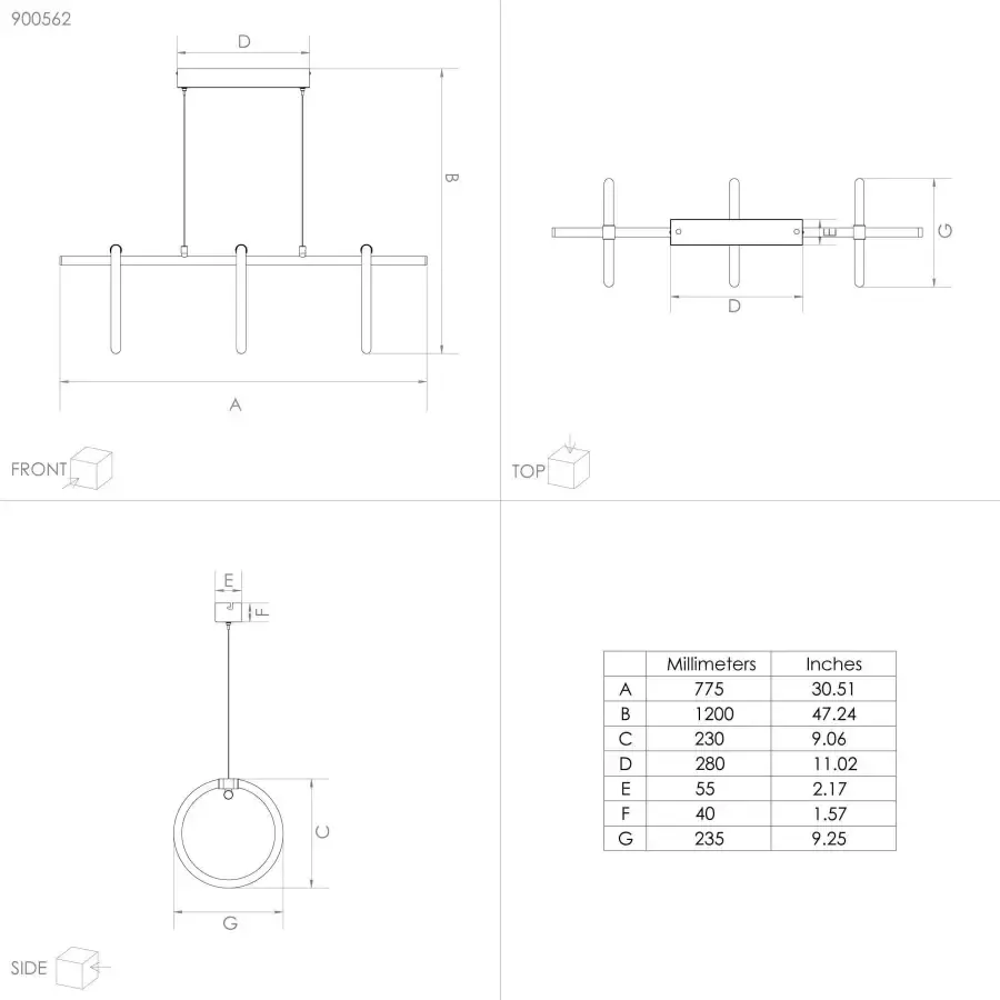 EGLO Caranacoa Hanglamp LED 78 cm Zwart Wit - Foto 1