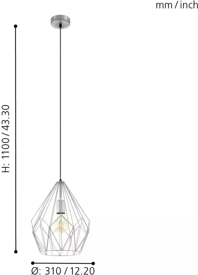 EGLO  Carlton - hanglamp - E27 - 1-lichts - zilverkleurig - Foto 3