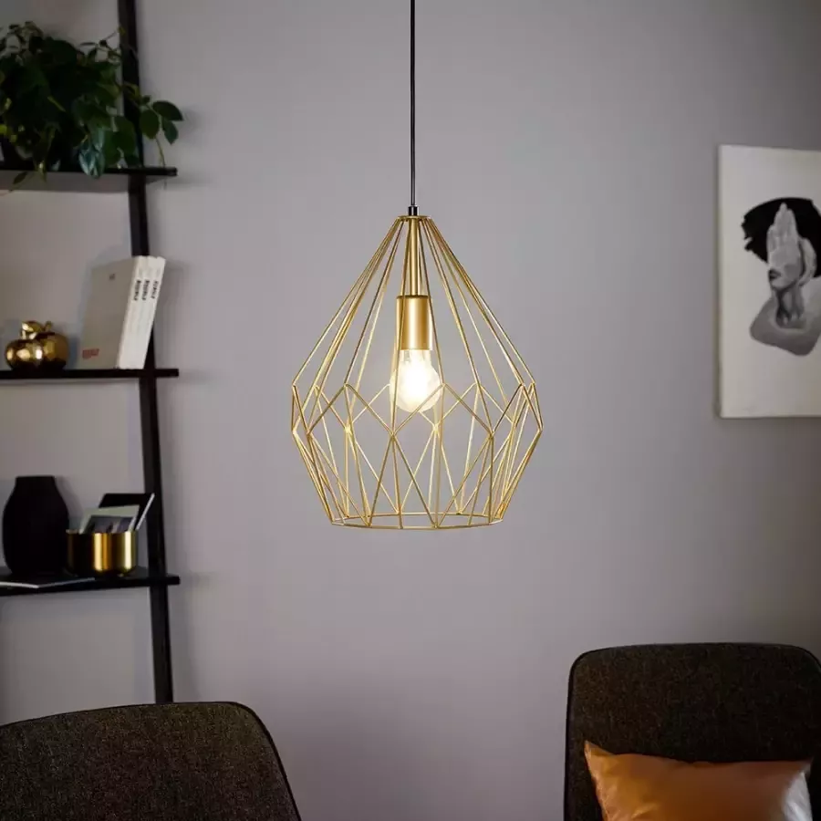 EGLO Hanglamp CARLTON Vintage hanglamp retro hanglamp in goudkleur mat E27 fitting