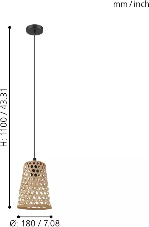 EGLO hanglamp Claverdon Ø18 cm zwart hout Leen Bakker - Foto 3