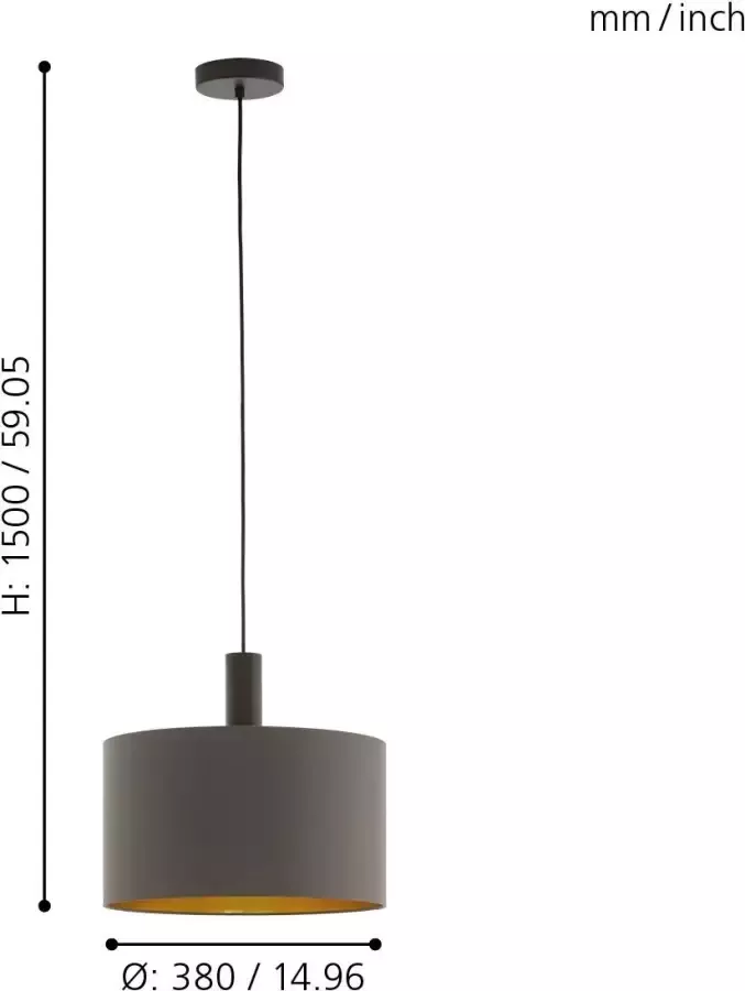 EGLO Concessa 1 Hanglamp E27 Ø 38 cm Donkerbruin Cappucino Goud