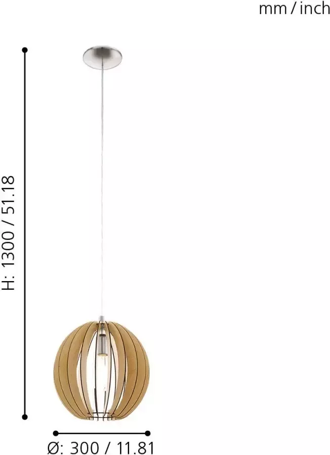 EGLO COSSANO Hanglamp E27 30.0 cm Nikkelmat - Foto 2