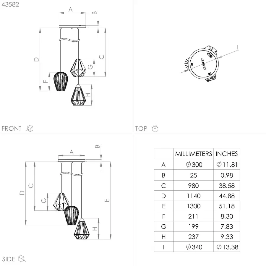 EGLO  Distaff Hanglamp - E27 - Ø 34 cm - Zwart - Foto 1