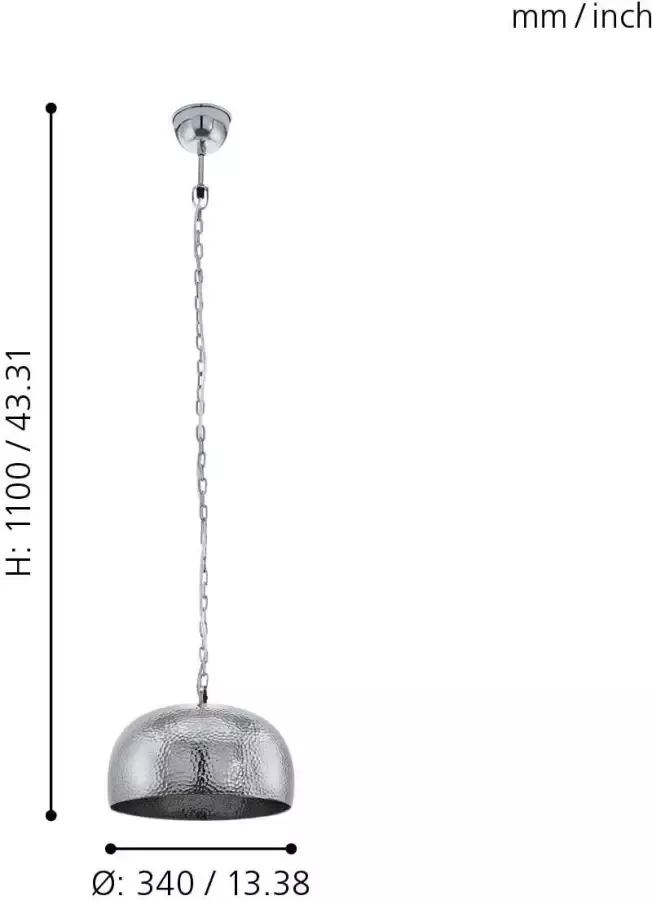 EGLO  Vintage Dumphry - Hanglamp - 1 Lichts - ø340 mm. - Chroom - Foto 1