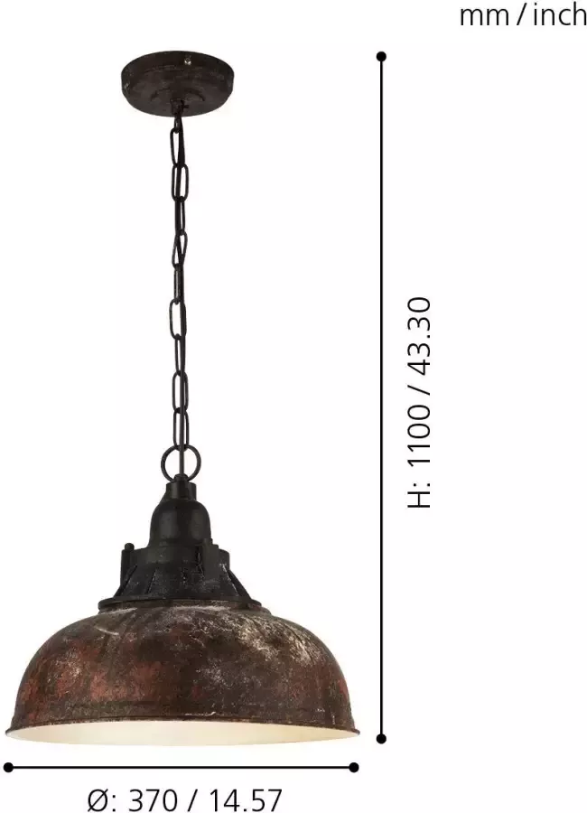 EGLO  Vintage Grantham 1 - Hanglamp - 1 Lichts - Antiek Bruin  Beige