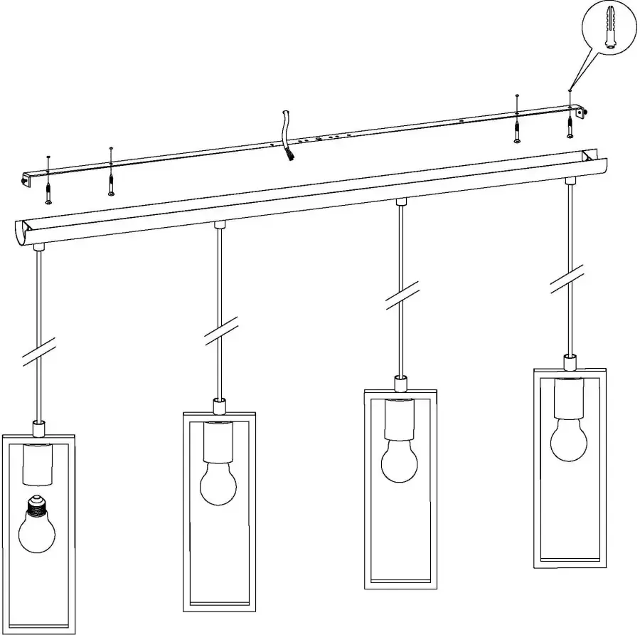 EGLO  Littleton Hanglamp - E27 - 116 cm - Zwart Bruin