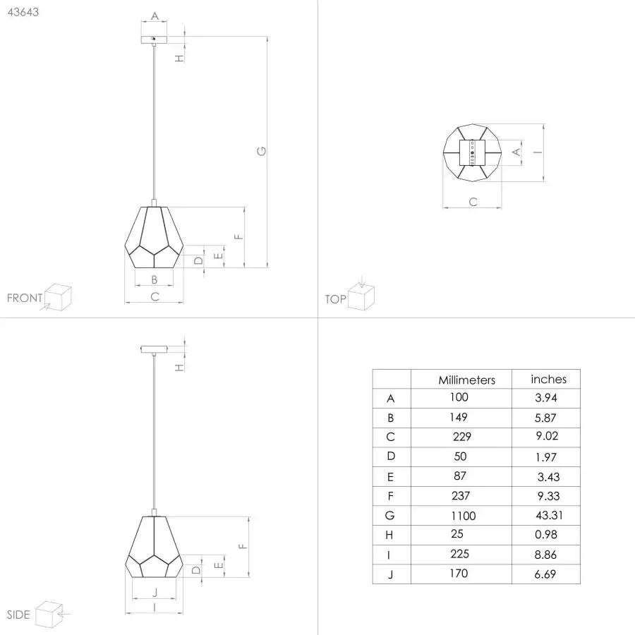 EGLO Mardyke Hanglamp E27 Ø 23 cm Zwart