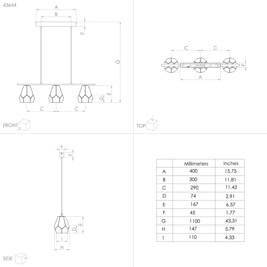 EGLO  Mardyke Hanglamp - E27 - 77 5 cm - Zwart