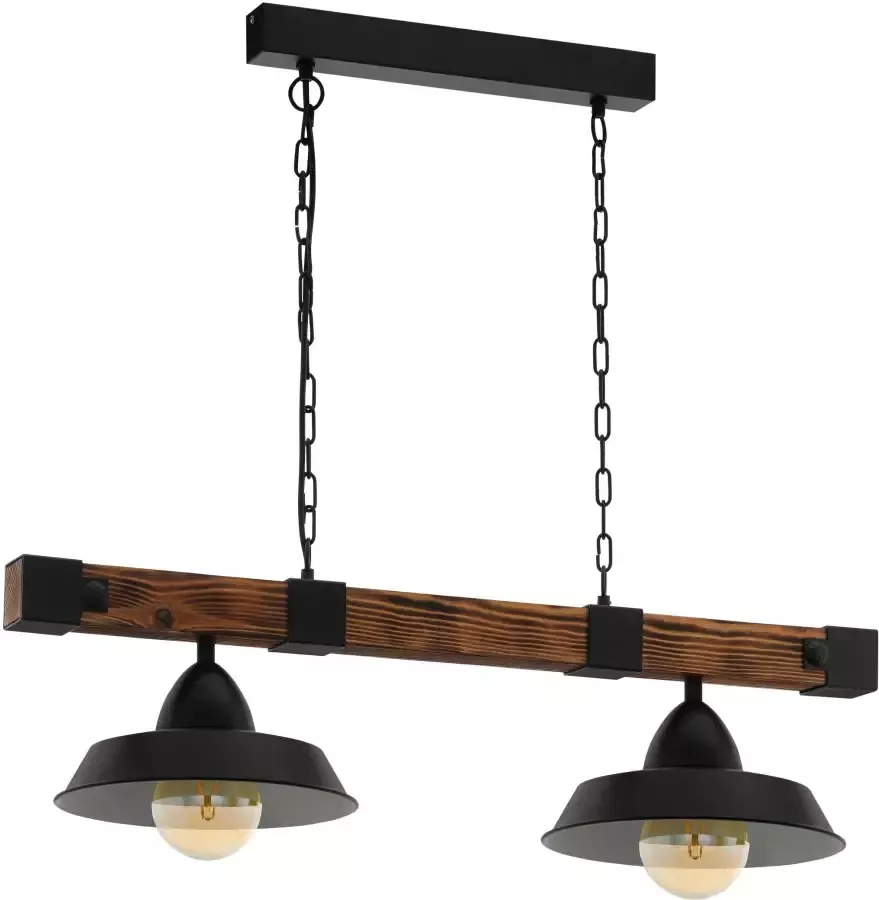 EGLO  Oldbury Hanglamp - E27 - 86 cm - Zwart Bruin Landelijk - Foto 1