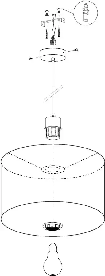 EGLO Hanglamp PASTERI nikkel-mat ø53 x h110 cm excl. 1x e27 (elk max. 60 w) van stof - Foto 3