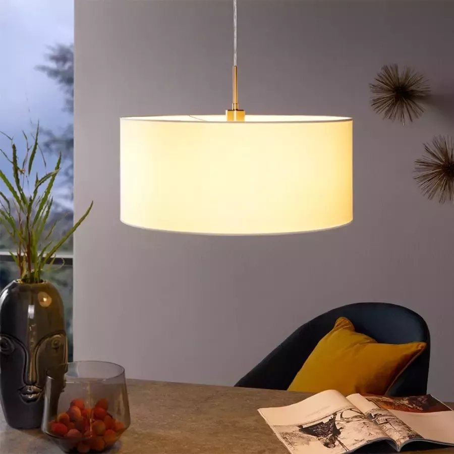 EGLO Hanglamp PASTERI wit ø53 x h110 cm excl. 1x e27 (elk max. 60 w) lamp van stof - Foto 2