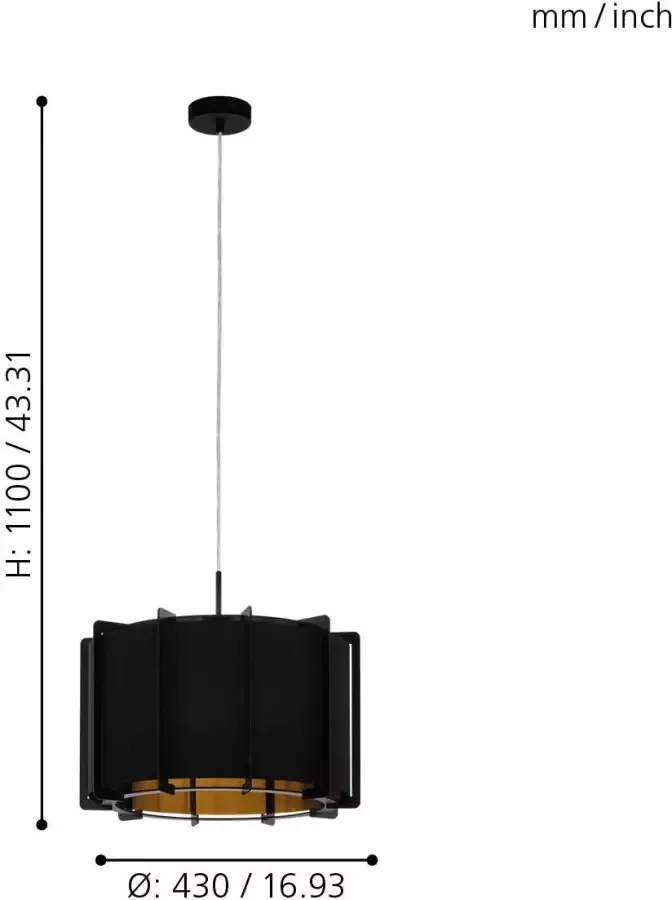 EGLO hanglamp Pineta Ø43cm zwart goud Leen Bakker - Foto 2