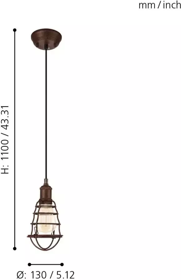 EGLO  Vintage Port Seton Hanglamp - 1 Lichts - Ø130mm. - Antiek-Bruin - Foto 3