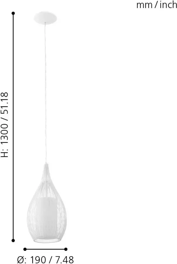 EGLO  Razoni - Hanglamp - 1 Lichts - Ø190mm. - Wit