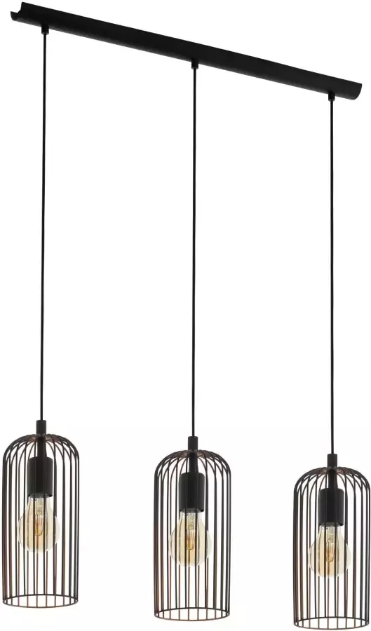 EGLO hanglamp Roccamena 3-lichts zwart koperkleurig Leen Bakker - Foto 4