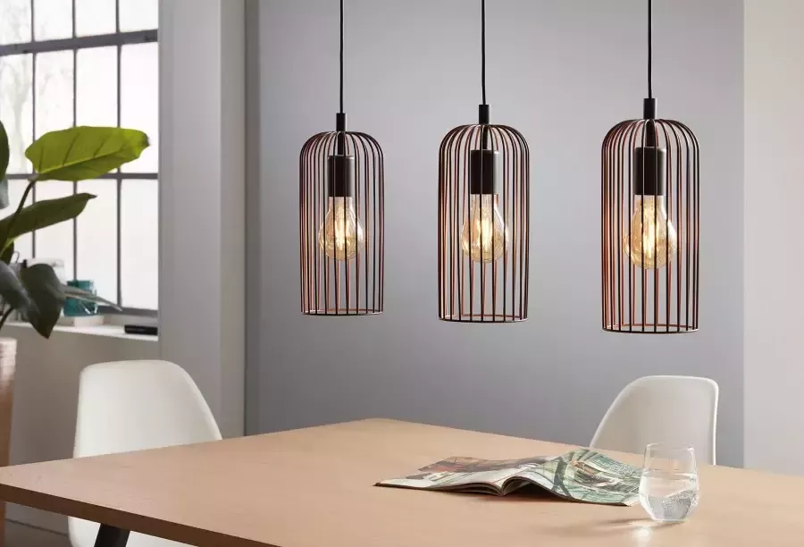 EGLO hanglamp Roccamena 3-lichts zwart koperkleurig Leen Bakker - Foto 3