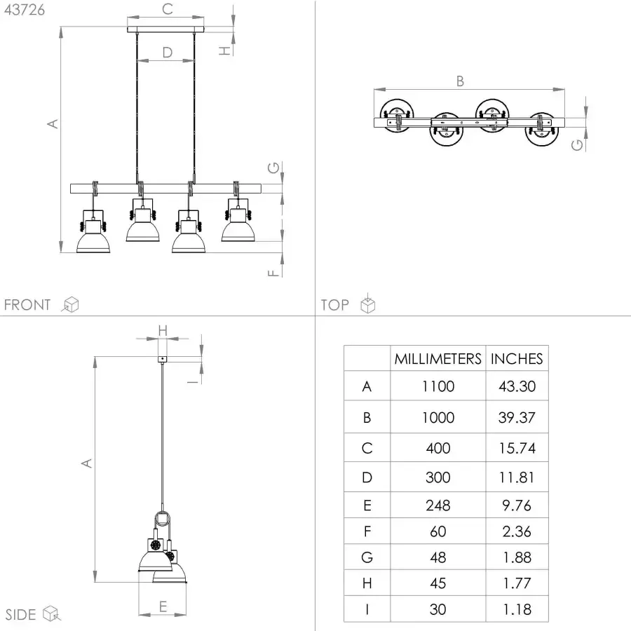 EGLO  Shirebrook Hanglamp - E27 - 100 cm - Zwart - Foto 1