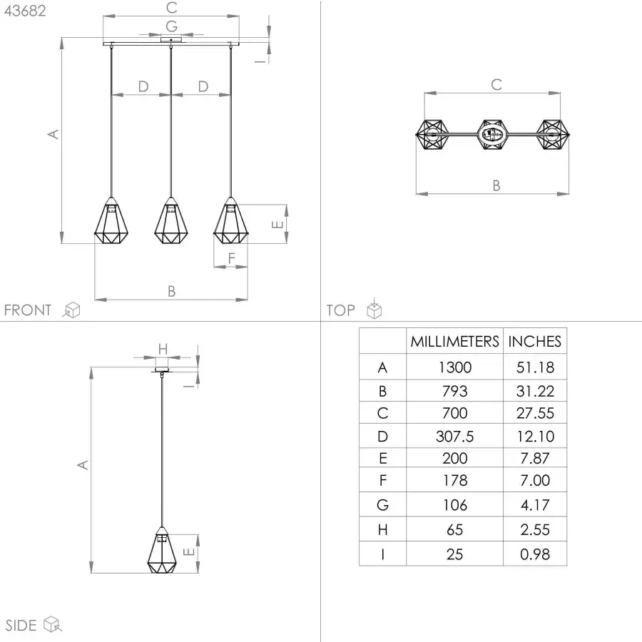 EGLO Tarbes Hanglamp E27 79 5 cm Koper-Geborsteld