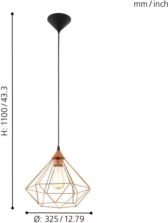 EGLO hanglamp Tarbes 1 koperkleurig Leen Bakker - Foto 2