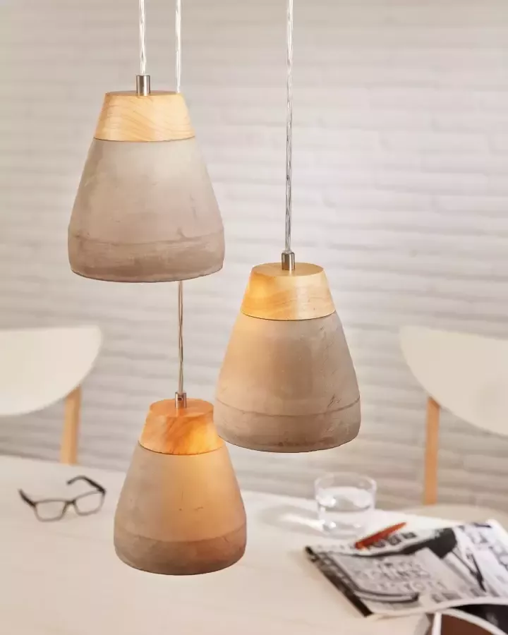 Merkloos EGLO hanglamp Tarega 1 hout beton Leen Bakker - Foto 2