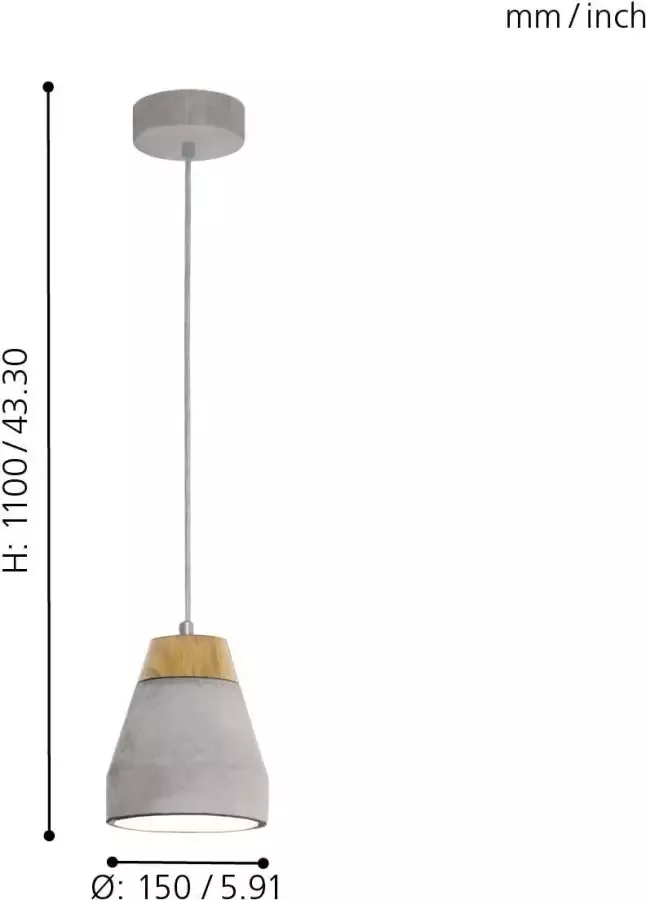 Merkloos EGLO hanglamp Tarega 1 hout beton Leen Bakker - Foto 4