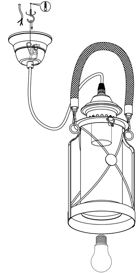 EGLO  Vintage Bradford - Hanglamp - 1 Lichts - Zwart - Helder Glas - Foto 2