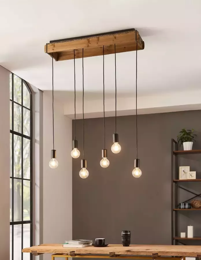 EGLO Wootton Hanglamp E27 Ø 42.0 cm Zwart;Bruin - Foto 3