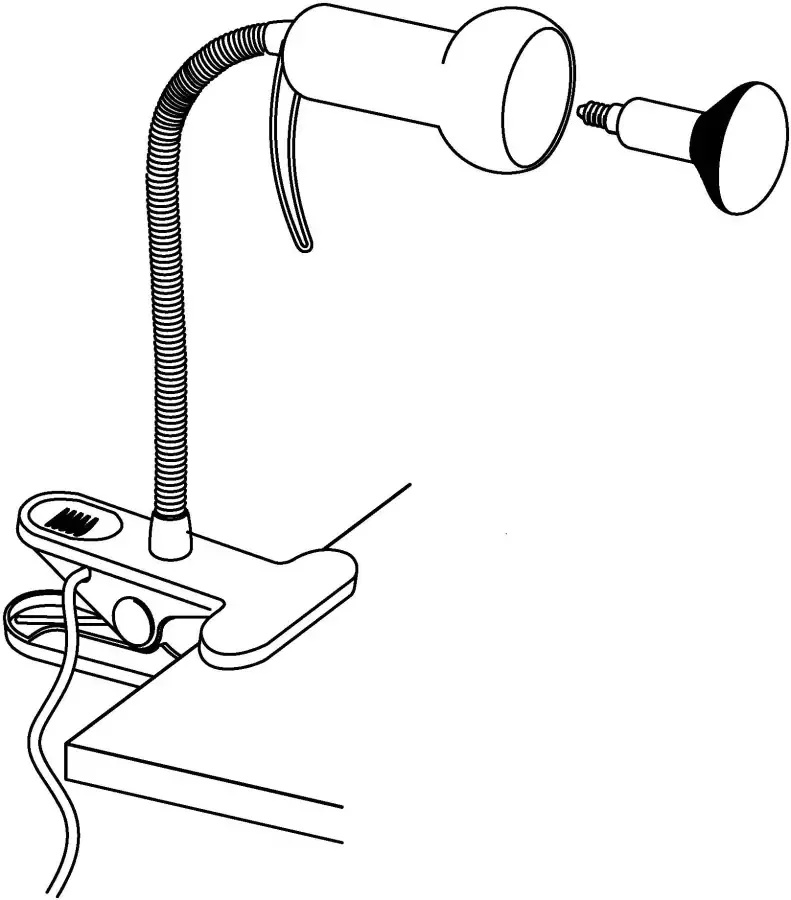 EGLO Klemlamp FABIO klemspot excl. lamp E14 met klem kantoor Klem lamp leeslamp schakelaar flexibele lampen hals hoogte: 30cm