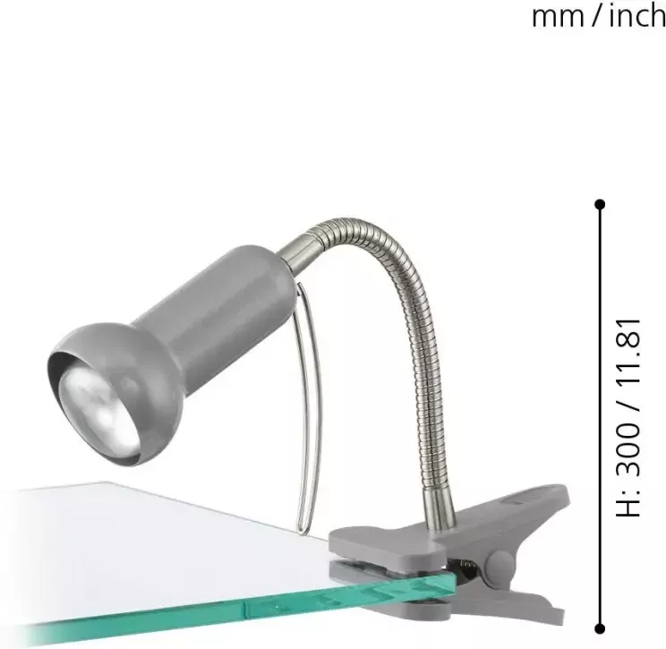 EGLO Klemlamp FABIO klemspot excl. lamp E14 met klem kantoor Klem lamp leeslamp schakelaar flexibele lampen hals hoogte: 30cm - Foto 3