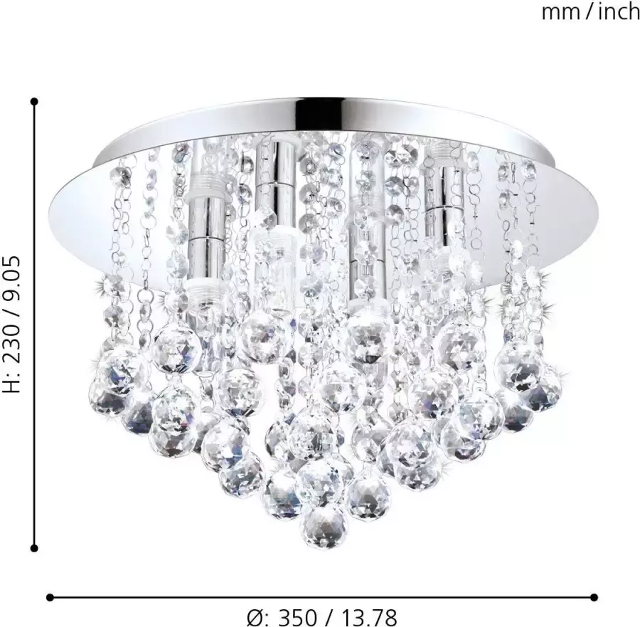 EGLO Led-plafondlamp ALMONTE chroom ø35 x h23 cm inclusief 4 x g9 (elk 2 5w) spatwaterdicht - Foto 3