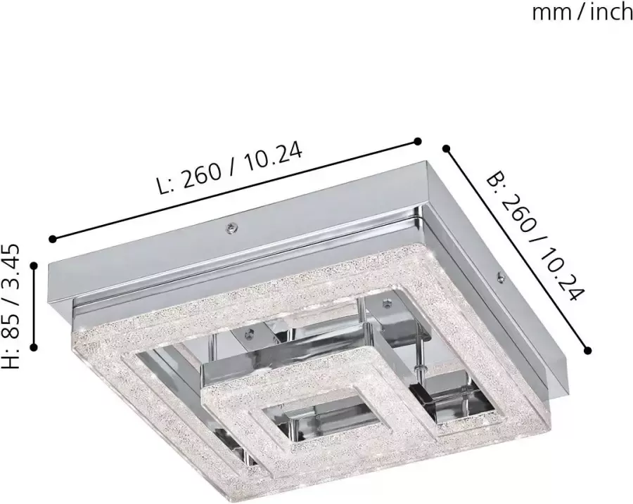 EGLO  Fradelo Plafondlamp - LED - 26 cm - Chroom - Foto 2