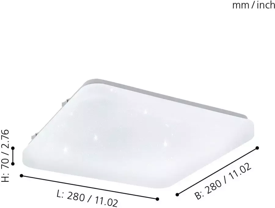 EGLO Led-plafondlamp FRANIA-S wit l28 x h7 x b28 cm inclusief 1x led-plank (elk 10w) warmwit - Foto 1