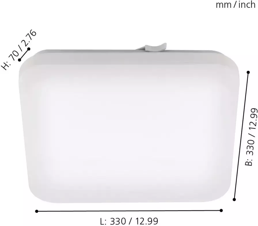 EGLO Led-plafondlamp FRANIA Plafondlamp lamp staal kunststof wit L: 33 cm IP44