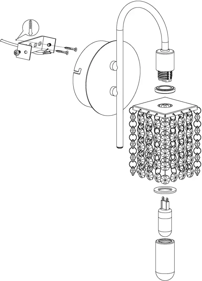 EGLO Led-wandlamp ALMONTE chroom l11x h23 cm inclusief 1x g9 (elk 3w) spatwaterdicht - Foto 4