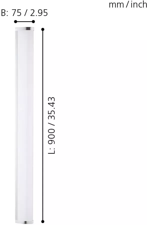 EGLO  Gita 2 Wand Plafondlamp - LED - Lengte 900mm. - Chroom - Wit - Foto 3