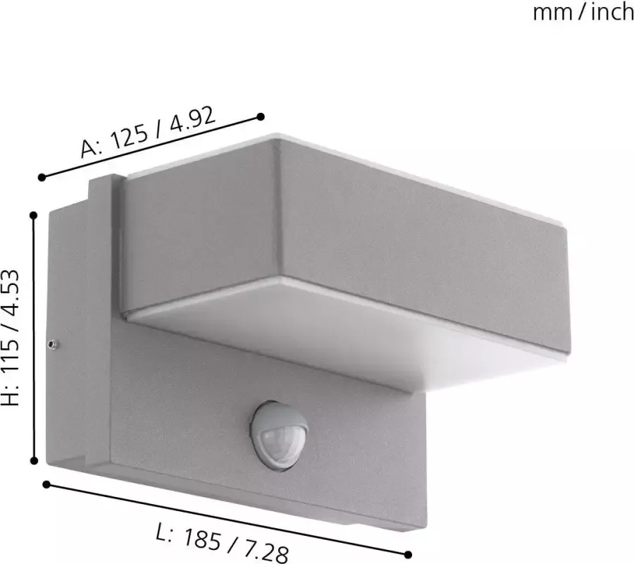 EGLO  Azzinano Wandlamp Voor buiten - SMD LED Module - IP44 - Zilver - Foto 2