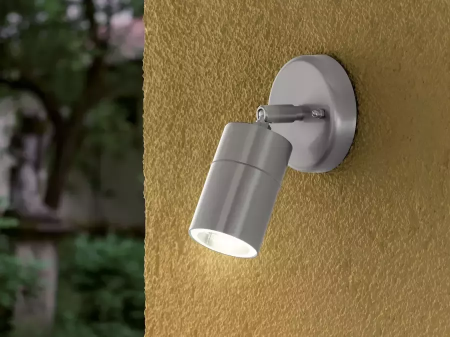 EGLO Ledwandlamp voor buiten STOCKHOLM1 spot wandspot buitenlamp roestvrij staal zilver IP44 (1 stuk) - Foto 6