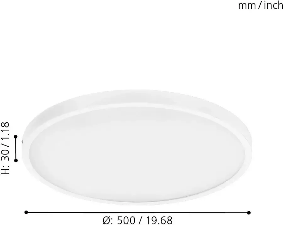 EGLO Opbouwarmatuur FUEVA 1 slank design slechts 3 cm hoog diameter 50 cm (1 stuk) - Foto 4