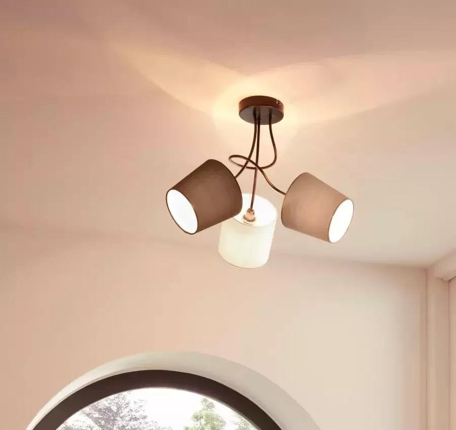 EGLO  Almeida - Plafondlamp - 3 Lichts - Zwart - Antraciet  Wit  Bruin - Foto 3
