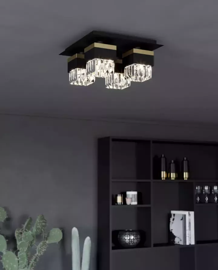 EGLO Barrancas Plafondlamp E14 38 cm Zwart Goud - Foto 2