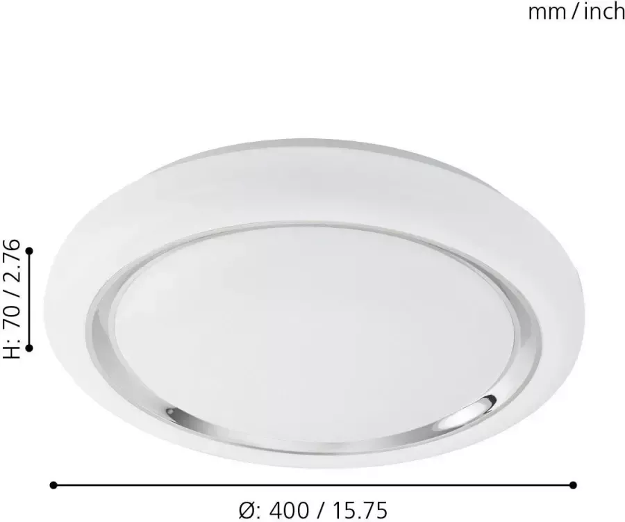 EGLO Capasso Plafondlamp LED Ø 40 cm Wit Grijs