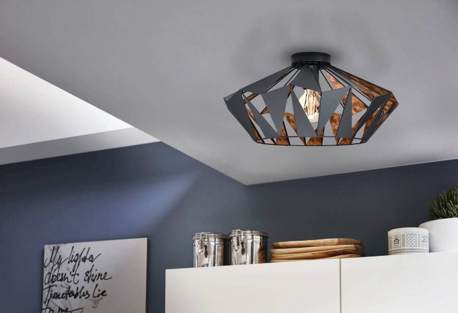 EGLO Â CarltonÂ 6Â PlafondlampÂ -Â E27Â -Â Ã˜Â 47Â cmÂ -Â Zwart Koper Leen Bakker - Foto 6