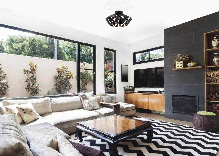 EGLO Â CarltonÂ 6Â PlafondlampÂ -Â E27Â -Â Ã˜Â 47Â cmÂ -Â Zwart Koper Leen Bakker - Foto 4