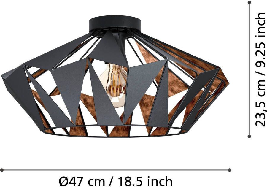 EGLO Â CarltonÂ 6Â PlafondlampÂ -Â E27Â -Â Ã˜Â 47Â cmÂ -Â Zwart Koper Leen Bakker - Foto 5
