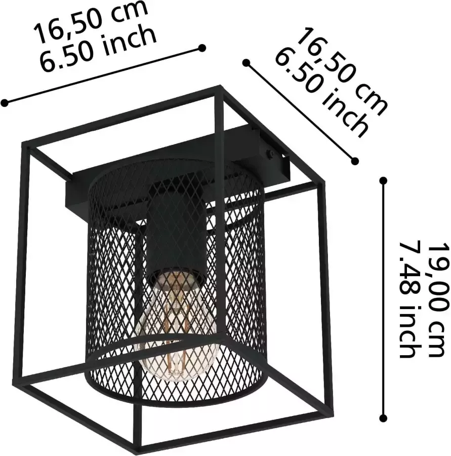 EGLO Catterick Plafondlamp E27 16 5 cm Zwart - Foto 2