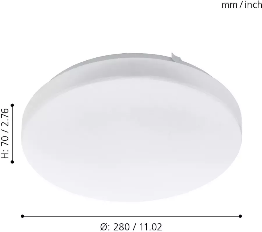 EGLO Plafondlamp FRANIA wit ø28 x h7 cm inclusief 1x led-plank (10w) warmwit licht - Foto 1