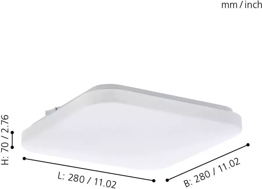 EGLO Plafondlamp FRANIA wit l28 x h7 x b28 cm inclusief 1x led-plank (elk 10w) warmwit - Foto 1