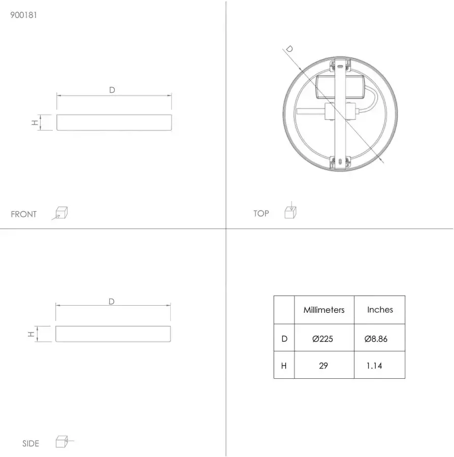 EGLO Plafondlamp FUEVA 5 Plafondlamp lage opbouwhoogte 17 Watt Rond (1 stuk)
